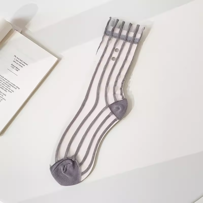 Stripe Sheer Crew Socks