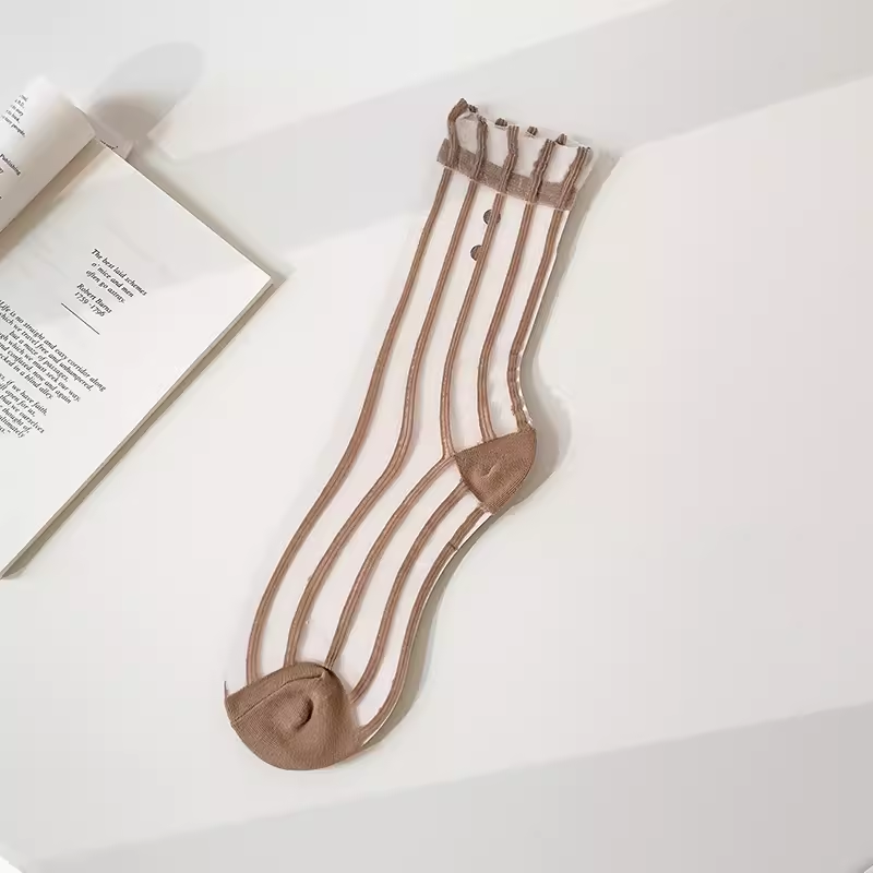 Stripe Sheer Crew Socks