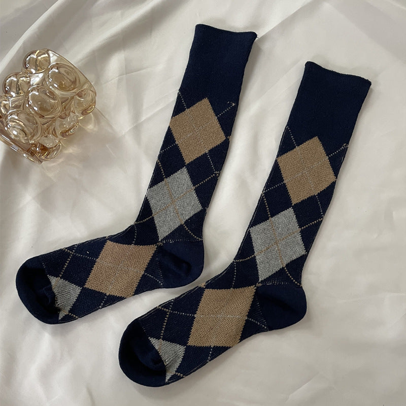 Argyle Crew Socks / Calf Socks For Women