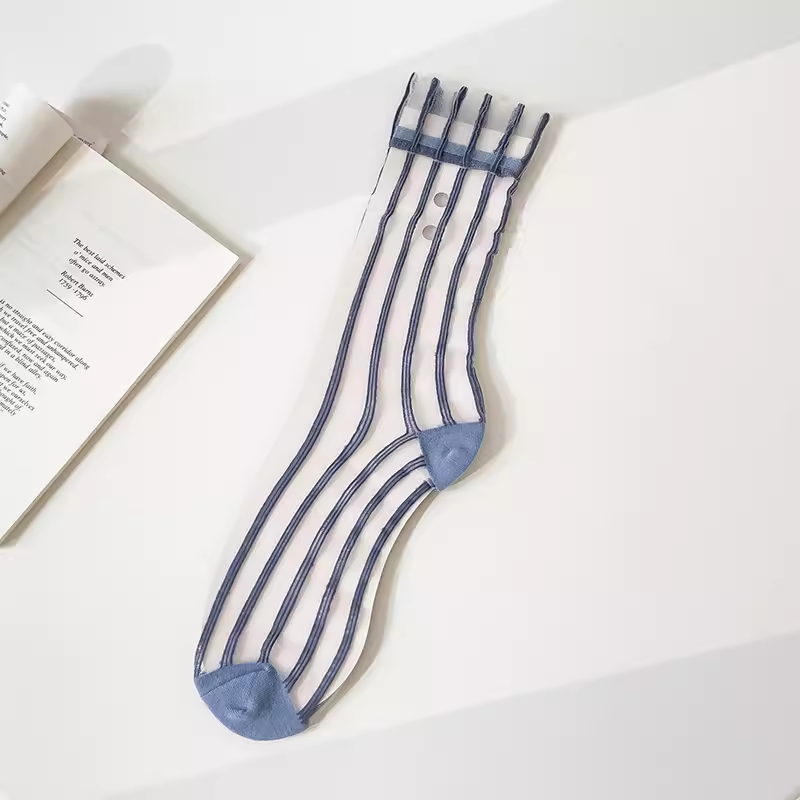 Stripe Sheer Crew Socks