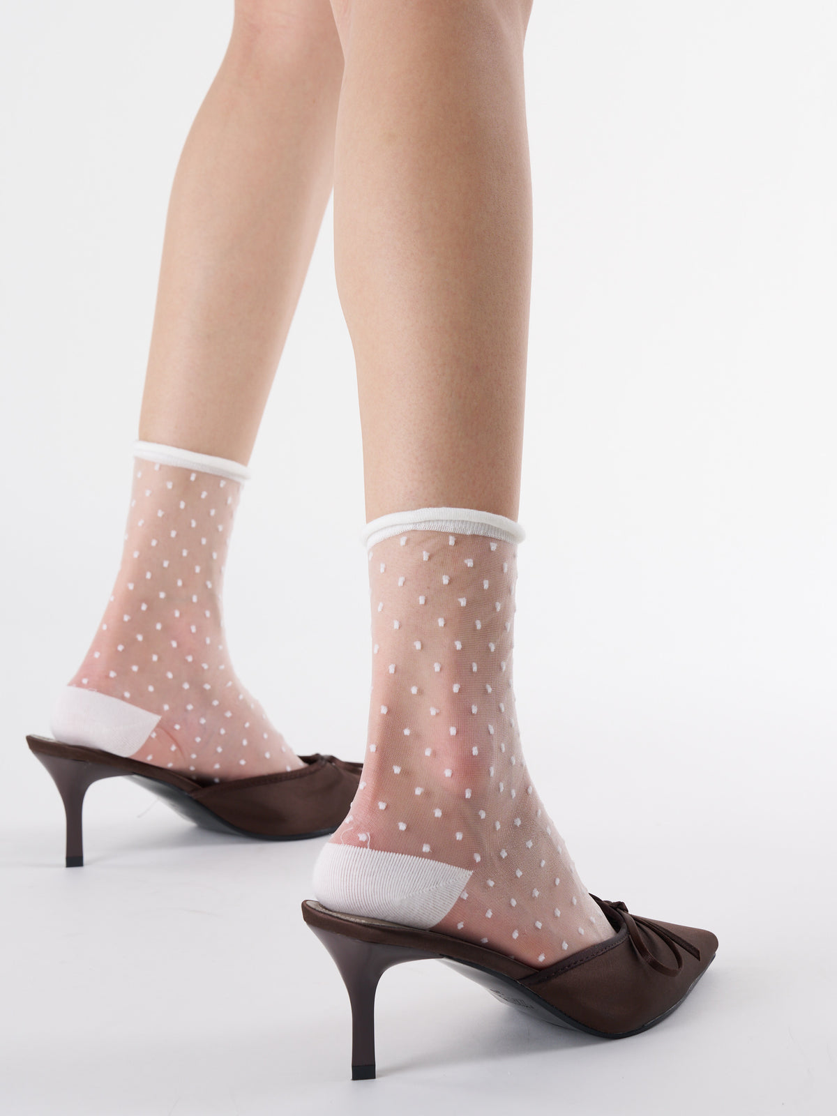 Polka Dot Sheer Crew Socks
