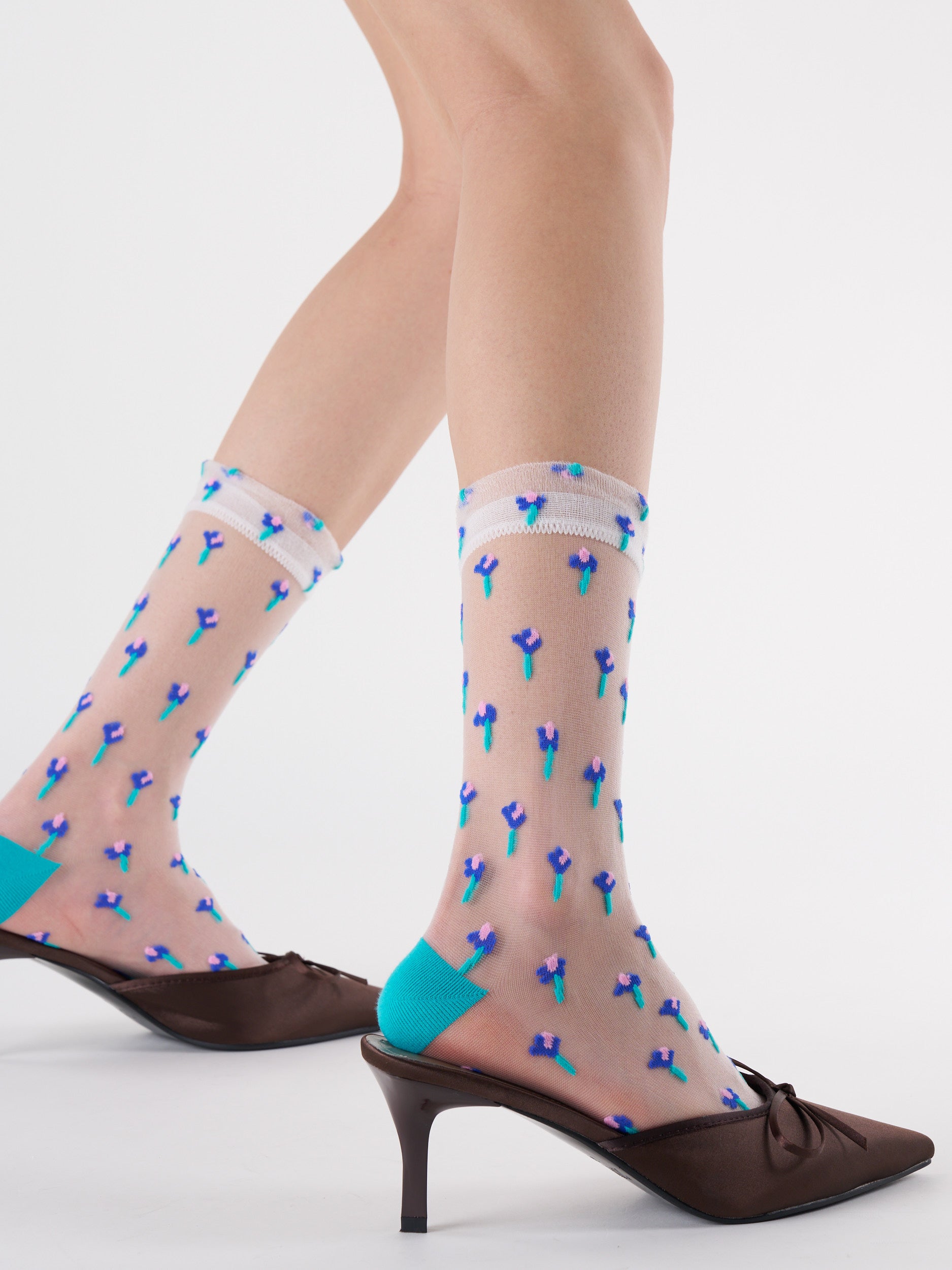Floral Sheer Crew Socks