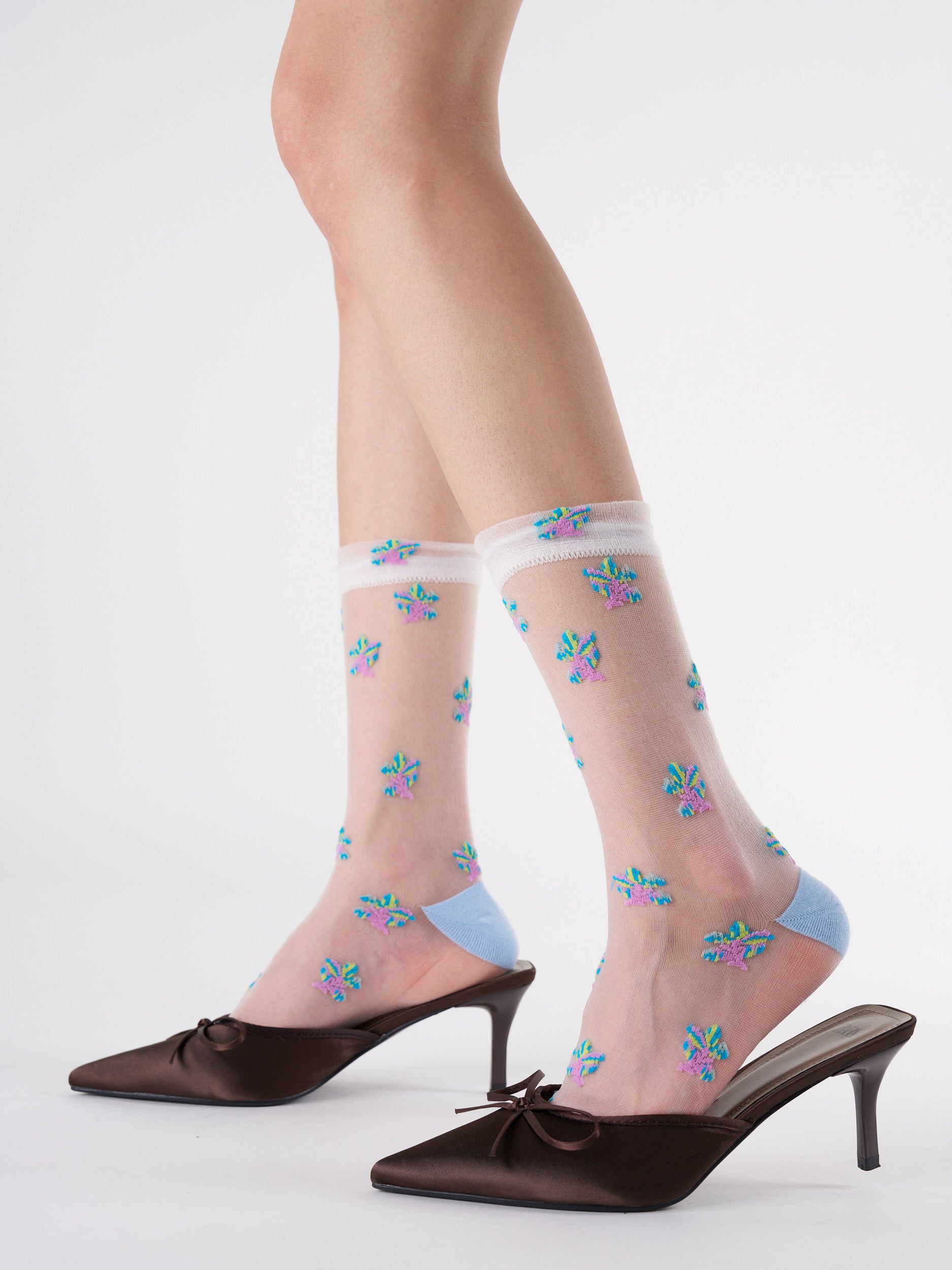 Floral Sheer Crew Socks