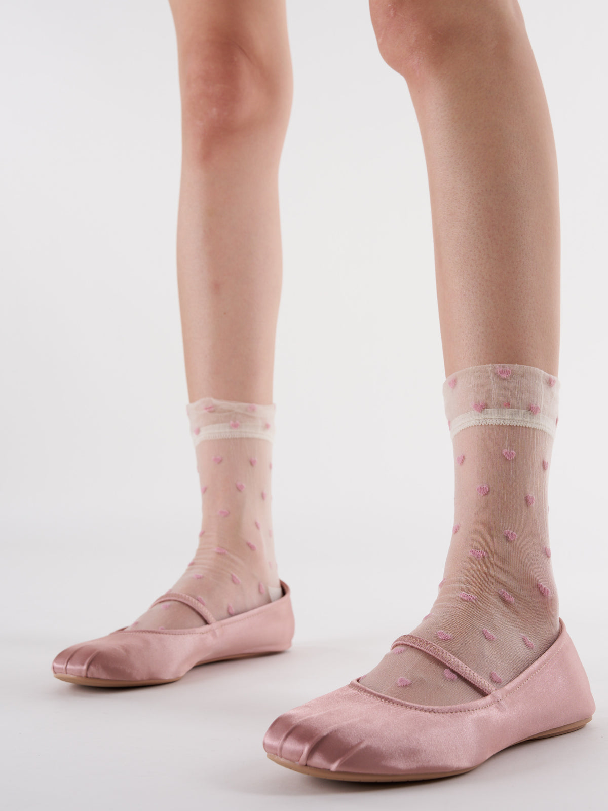 Heart Pattern Sheer Crew Socks