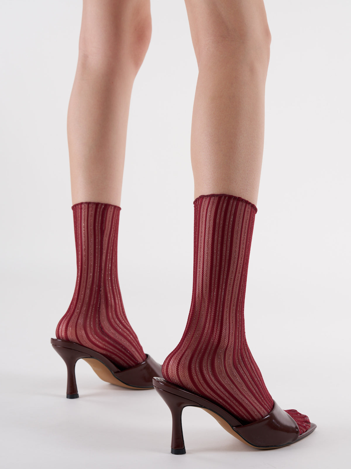 Glitter Ribbed Sheer Crew Socks