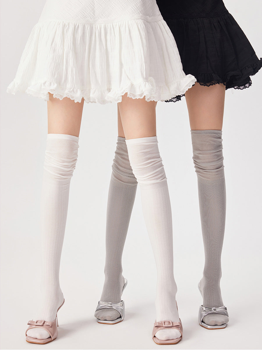 Slouch Ribbed Knit Thigh High Socks