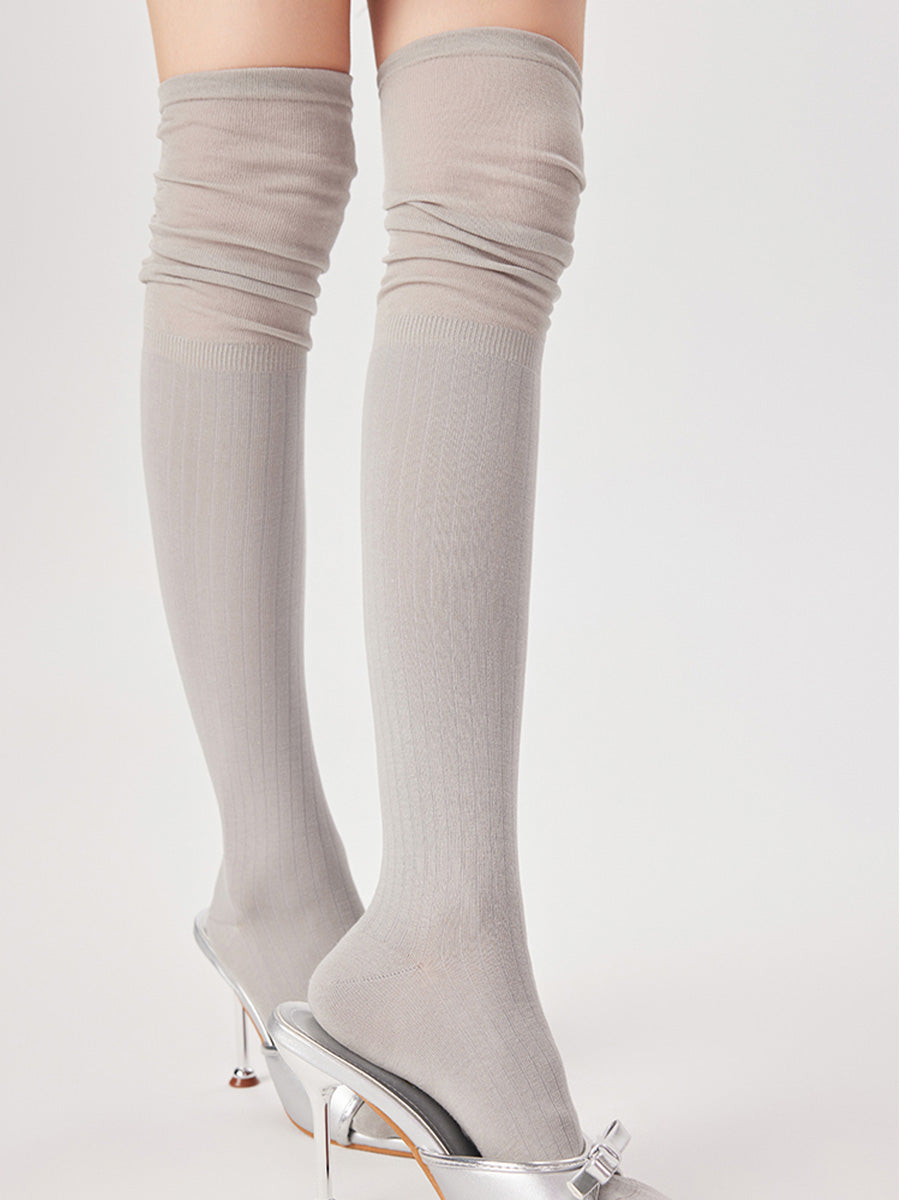 Slouch Ribbed Knit Thigh High Socks