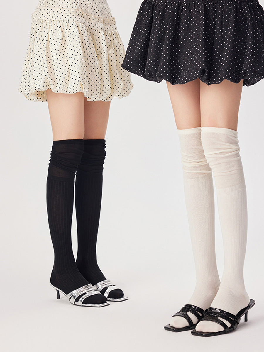 Slouch Ribbed Knit Thigh High Socks