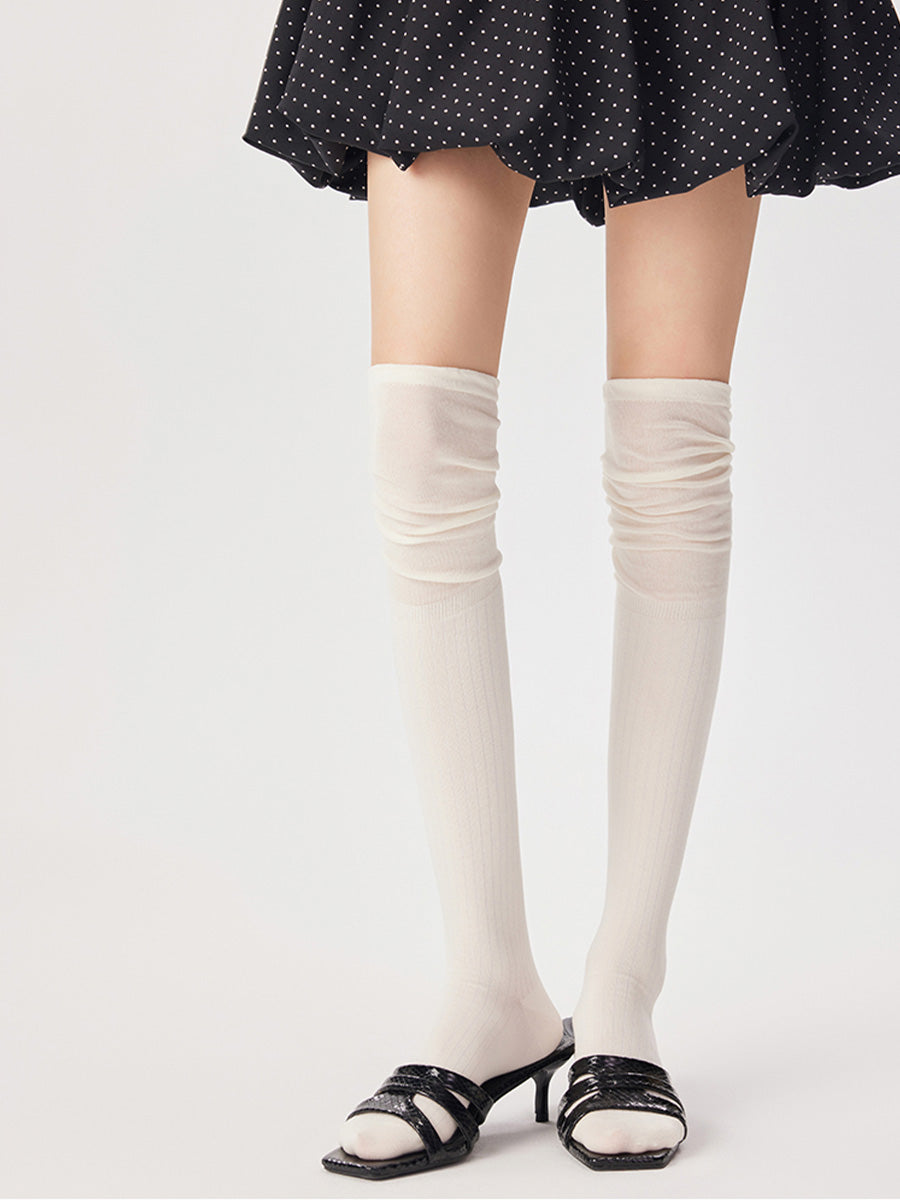 Slouch Ribbed Knit Thigh High Socks