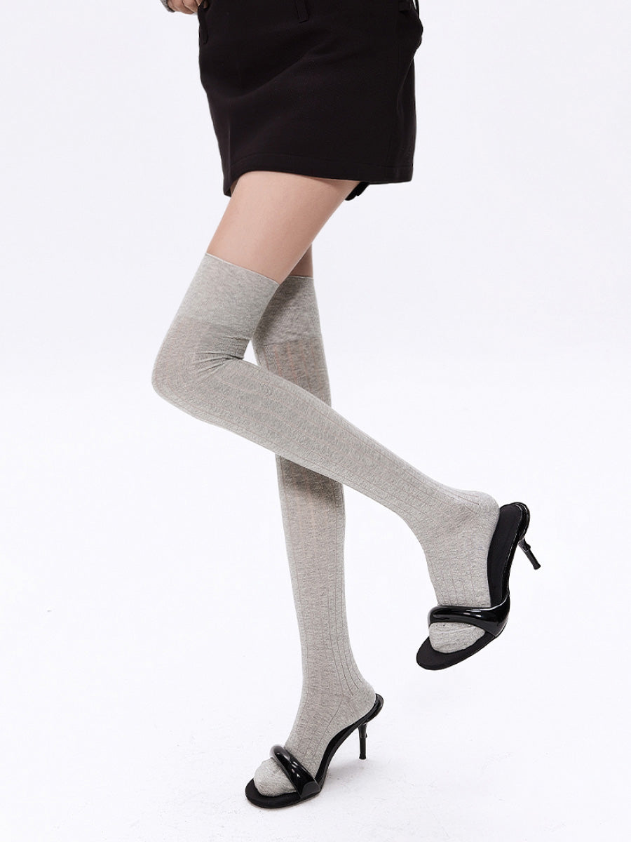 Vertical Stripe Thigh High Socks